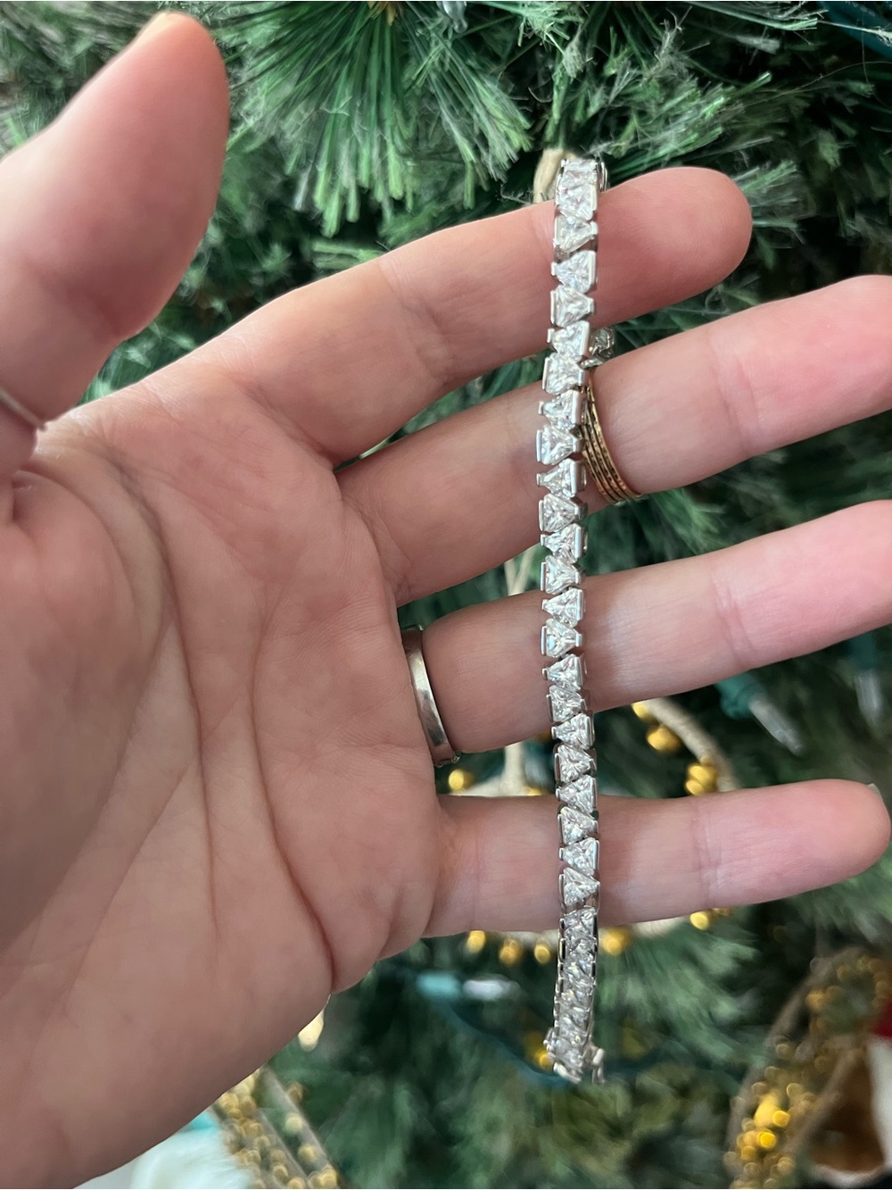 Silver-Tone Crystal Tennis Bracelet - White